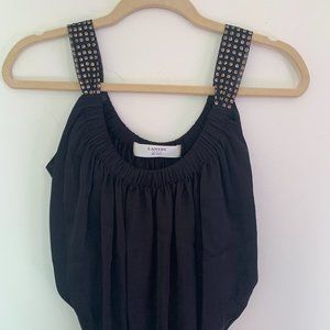 Lanvin Black Silk Tank Top